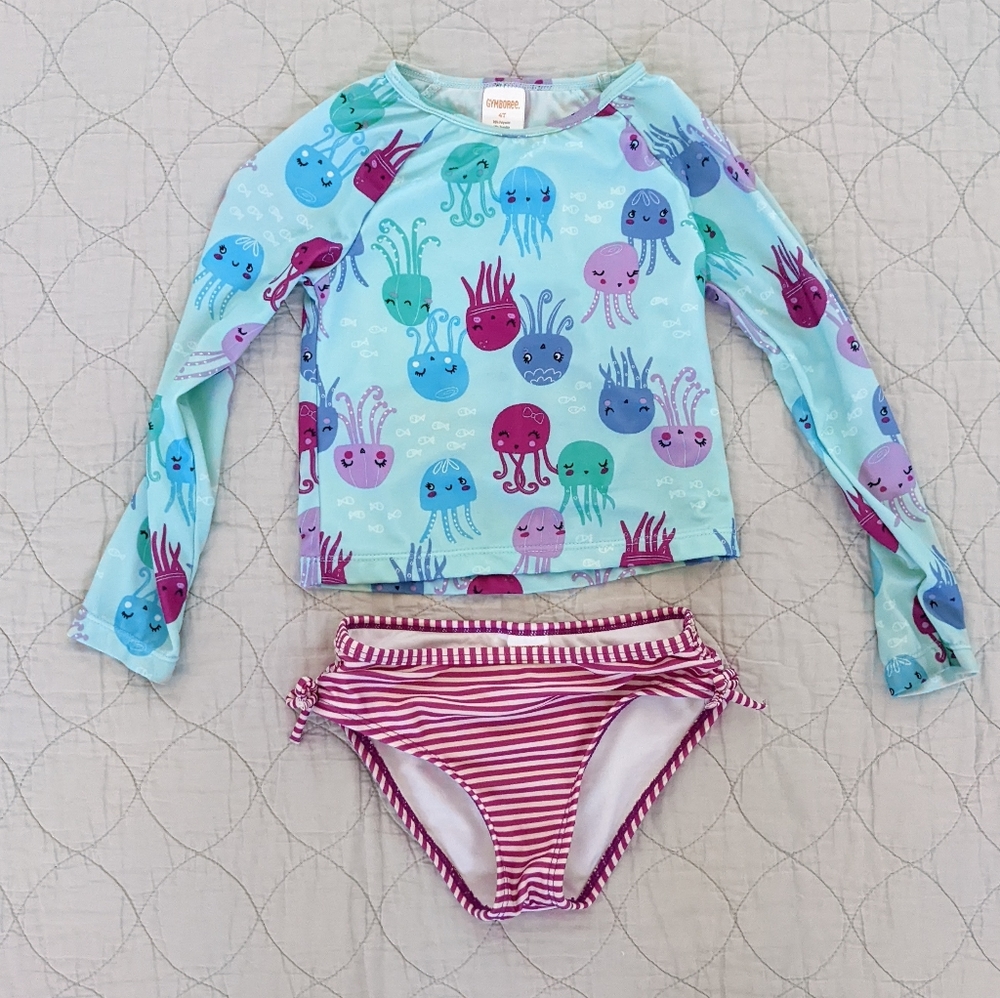 Girls Gymboree 4T Swimsuit Rashguard Set Never Worn!